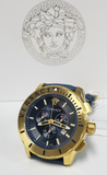 Buy Shop Versace Casual Chronograph Blue Dial Blue Leather Strap Watch for Men - VERG004-18 USA Online