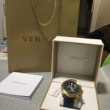 Buy Shop Versace Casual Chronograph Blue Dial Blue Leather Strap Watch for Men - VERG004-18 USA Online