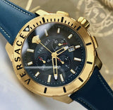 Buy Shop Versace Casual Chronograph Blue Dial Blue Leather Strap Watch for Men - VERG004-18 USA Online