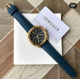 Buy Shop Versace Casual Chronograph Blue Dial Blue Leather Strap Watch for Men - VERG004-18 USA Online
