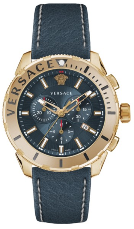 Buy Shop Versace Casual Chronograph Blue Dial Blue Leather Strap Watch for Men - VERG004-18 USA Online