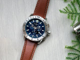 Buy Shop Versace Casual Chronograph Blue Dial Brown Leather Strap Watch for Men - VERG002-18 USA Online