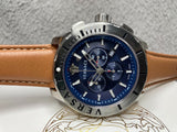 Buy Shop Versace Casual Chronograph Blue Dial Brown Leather Strap Watch for Men - VERG002-18 USA Online