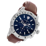 Buy Shop Versace Casual Chronograph Blue Dial Brown Leather Strap Watch for Men - VERG002-18 USA Online