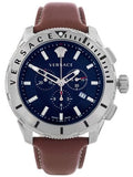 Buy Shop Versace Casual Chronograph Blue Dial Brown Leather Strap Watch for Men - VERG002-18 USA Online