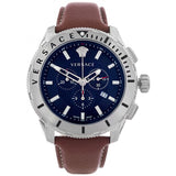 Buy Shop Versace Casual Chronograph Blue Dial Brown Leather Strap Watch for Men - VERG002-18 USA Online