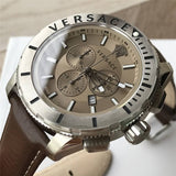 Buy Shop Versace Casual Chronograph Grey Dial Brown Leather Strap Watch for Men - VERG001-18 USA Online
