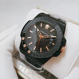 Buy Shop Versace Chain Reaction Quartz Black Dial Black Steel Strap Watch for Men - VEDY00719 USA Online