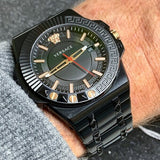 Buy Shop Versace Chain Reaction Quartz Black Dial Black Steel Strap Watch for Men - VEDY00719 USA Online