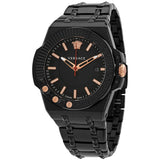 Buy Shop Versace Chain Reaction Quartz Black Dial Black Steel Strap Watch for Men - VEDY00719 USA Online