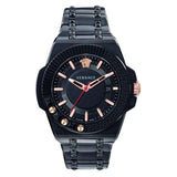 Buy Shop Versace Chain Reaction Quartz Black Dial Black Steel Strap Watch for Men - VEDY00719 USA Online