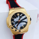 Buy Shop Versace Chain Reaction Quartz Black Dial Red & Black Rubber Strap Watch for Men - VEDY00319 USA Online