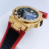 Buy Shop Versace Chain Reaction Quartz Black Dial Red & Black Rubber Strap Watch for Men - VEDY00319 USA Online
