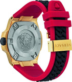 Buy Shop Versace Chain Reaction Quartz Black Dial Red & Black Rubber Strap Watch for Men - VEDY00319 USA Online