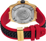 Buy Shop Versace Chain Reaction Quartz Black Dial Red & Black Rubber Strap Watch for Men - VEDY00319 USA Online