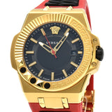 Buy Shop Versace Chain Reaction Quartz Black Dial Red & Black Rubber Strap Watch for Men - VEDY00319 USA Online