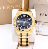 Buy Shop Versace Chain Reaction Quartz Black Dial Two Tone Steel Strap Watch for Men - VEDY00619 USA Online