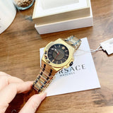 Buy Shop Versace Chain Reaction Quartz Black Dial Two Tone Steel Strap Watch for Men - VEDY00619 USA Online