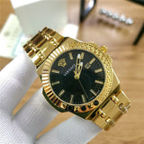 Buy Shop Versace Chain Reaction Quartz Black Dial Two Tone Steel Strap Watch for Men - VEDY00619 USA Online