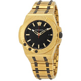 Buy Shop Versace Chain Reaction Quartz Black Dial Two Tone Steel Strap Watch for Men - VEDY00619 USA Online