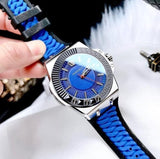 Buy Shop Versace Chain Reaction Quartz Blue Dial Blue & Black Leather Strap Watch for Men - VEDY00119 USA Online