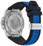 Buy Shop Versace Chain Reaction Quartz Blue Dial Blue & Black Leather Strap Watch for Men - VEDY00119 USA Online