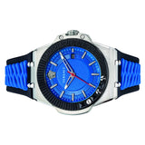 Buy Shop Versace Chain Reaction Quartz Blue Dial Blue & Black Leather Strap Watch for Men - VEDY00119 USA Online