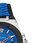Buy Shop Versace Chain Reaction Quartz Blue Dial Blue & Black Leather Strap Watch for Men - VEDY00119 USA Online