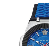 Buy Shop Versace Chain Reaction Quartz Blue Dial Blue & Black Leather Strap Watch for Men - VEDY00119 USA Online