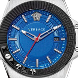 Buy Shop Versace Chain Reaction Quartz Blue Dial Blue & Black Leather Strap Watch for Men - VEDY00119 USA Online