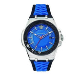 Buy Shop Versace Chain Reaction Quartz Blue Dial Blue & Black Leather Strap Watch for Men - VEDY00119 USA Online