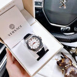 Buy Shop Versace Chain Reaction Quartz White Dial Black Rubber Strap Watch for Men - VEDY00219 USA Online