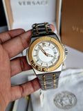 Buy Shop Versace Chain Reaction Quartz White Dial Two Tone Steel Strap Watch for Men - VEDY00519 USA Online