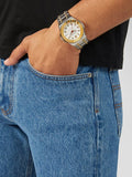 Buy Shop Versace Chain Reaction Quartz White Dial Two Tone Steel Strap Watch for Men - VEDY00519 USA Online