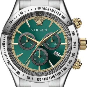Buy Shop Versace Classic Chronograph Quartz Green Dial Silver Steel Strap Watch For Men - VEV700721 USA Online