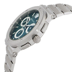 Buy Shop Versace Grace Chronograph Quartz Green Dial Silver Steel Strap Watch For Men - VEZ900121 USA Online