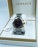 Buy Shop Versace Classic Chronograph Quartz Black Dial Silver Steel Strap Watch For Men - VEV700419 USA Online