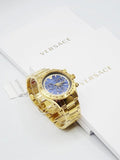 Buy Shop Versace Classic Chronograph Quartz Blue Dial Gold Steel Strap Watch For Men - VEV700619 USA Online