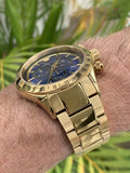 Buy Shop Versace Classic Chronograph Quartz Blue Dial Gold Steel Strap Watch For Men - VEV700619 USA Online