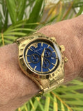 Buy Shop Versace Classic Chronograph Quartz Blue Dial Gold Steel Strap Watch For Men - VEV700619 USA Online