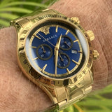Buy Shop Versace Classic Chronograph Quartz Blue Dial Gold Steel Strap Watch For Men - VEV700619 USA Online