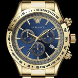 Buy Shop Versace Classic Chronograph Quartz Blue Dial Gold Steel Strap Watch For Men - VEV700619 USA Online