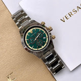 Buy Shop Versace Classic Chronograph Quartz Green Dial Silver Steel Strap Watch For Men - VEV700721 USA Online