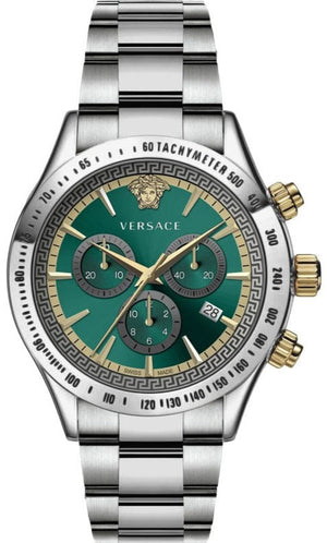 Buy Shop Versace Classic Chronograph Quartz Green Dial Silver Steel Strap Watch For Men - VEV700721 USA Online