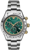 Buy Shop Versace Classic Chronograph Quartz Green Dial Silver Steel Strap Watch For Men - VEV700721 USA Online
