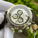 Buy Shop Versace Classic Chronograph Quartz Silver Dial Brown Leather Strap Watch For Men - VEV700119 USA Online