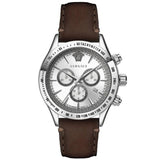 Buy Shop Versace Classic Chronograph Quartz Silver Dial Brown Leather Strap Watch For Men - VEV700119 USA Online