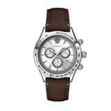 Buy Shop Versace Classic Chronograph Quartz Silver Dial Brown Leather Strap Watch For Men - VEV700119 USA Online