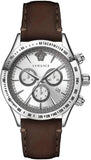 Buy Shop Versace Classic Chronograph Quartz Silver Dial Brown Leather Strap Watch For Men - VEV700119 USA Online