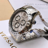 Buy Shop Versace Classic Chronograph Quartz Silver Dial Two Tone Steel Strap Watch For Men - VEV700519 USA Online